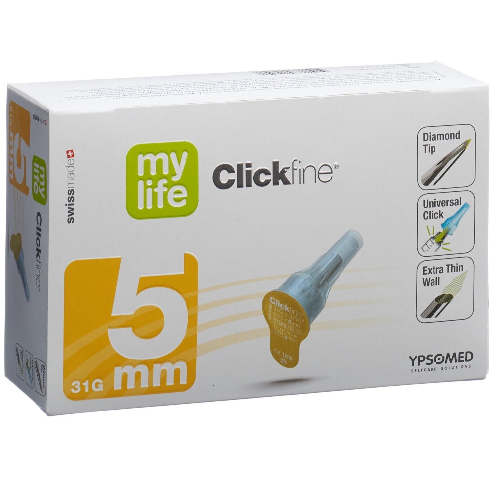 MYLIFE Clickfine aiguilles 5mm 31G 100 pce MYLIFE Clickfine aiguilles 5mm 31G 100 pce