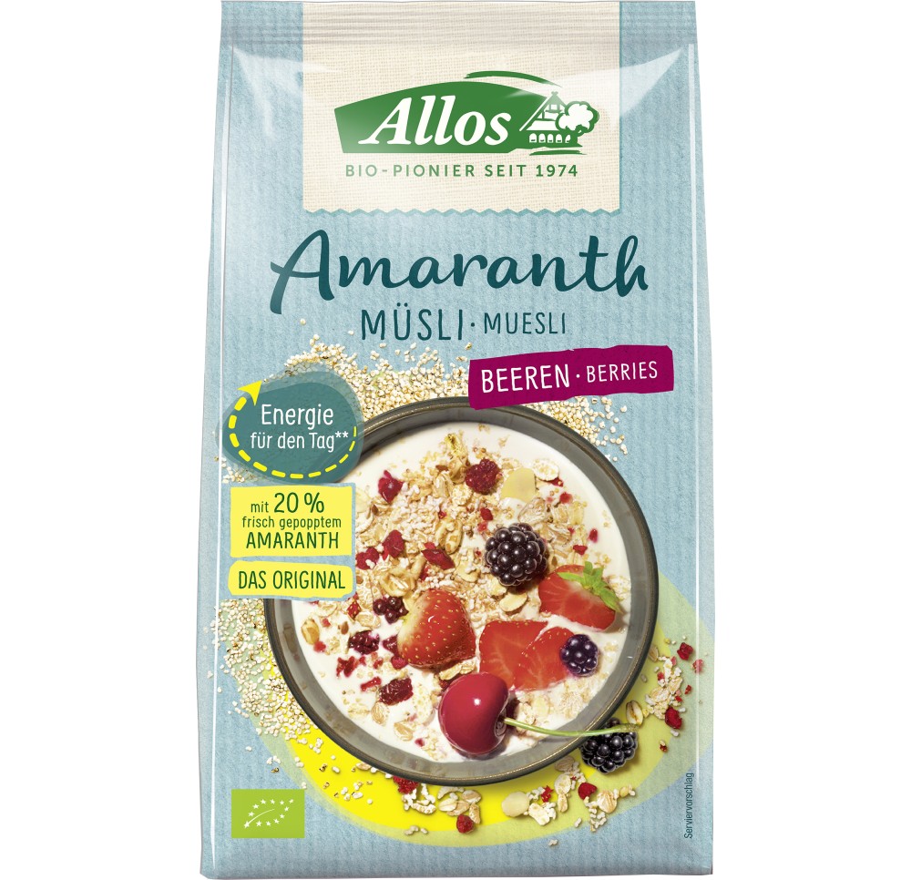 ALLOS muesli à l'amarante et aux baies 375 g ALLOS muesli à l'amarante et aux baies 375 g