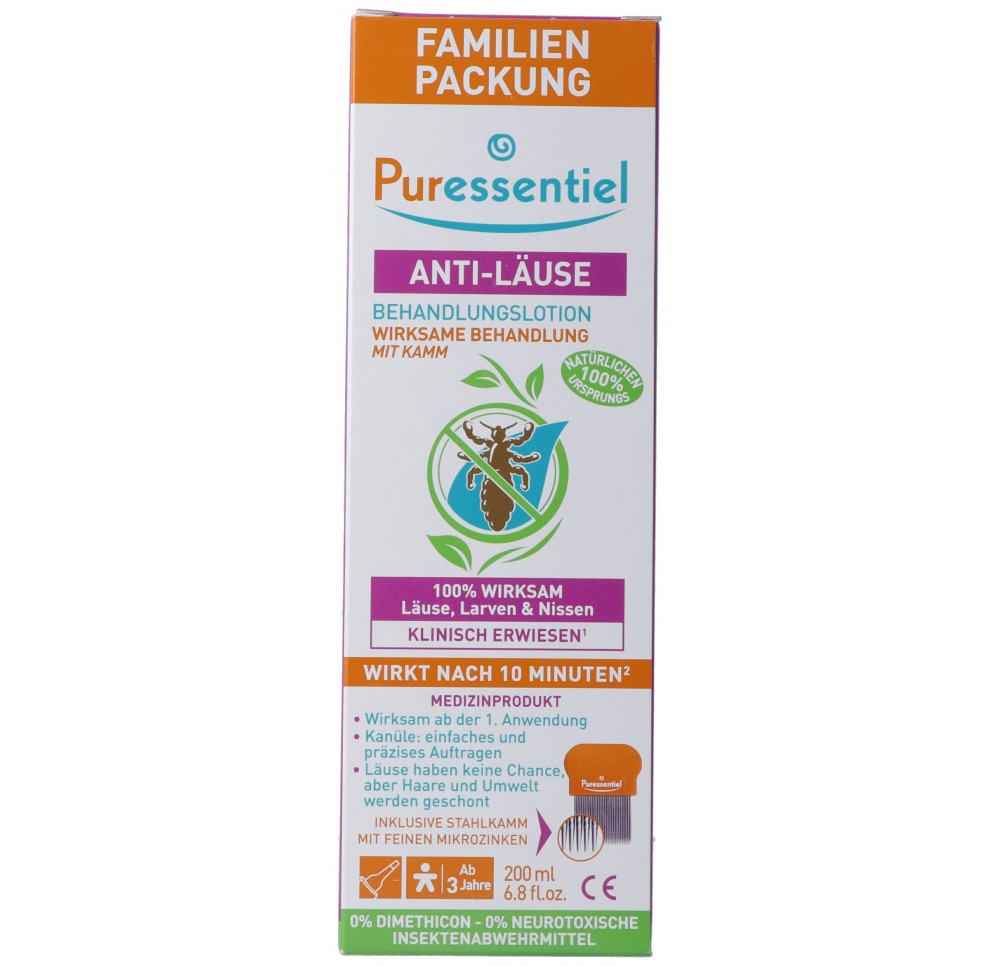 PURESSENTIEL lotion avec peigne anti-poux 200 ml