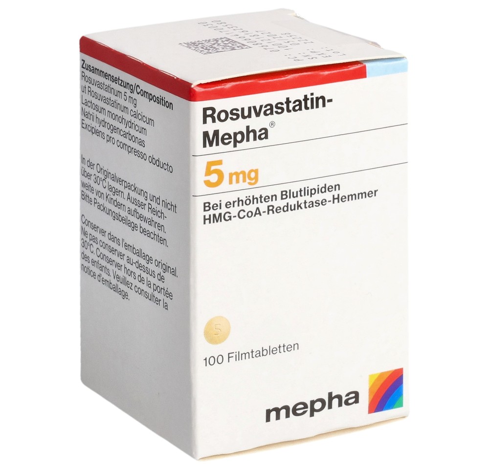 ROSUVASTATIN Mepha cpr pell 5 mg bte 100 pce ROSUVASTATIN Mepha cpr pell 5 mg bte 100 pce