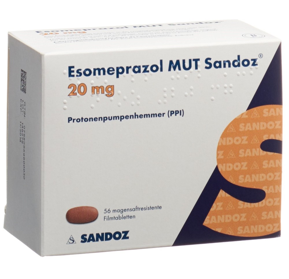 ESOMEPRAZOLE MUT Sandoz cpr pell 20 mg 56 pce ESOMEPRAZOLE MUT Sandoz cpr pell 20 mg 56 pce