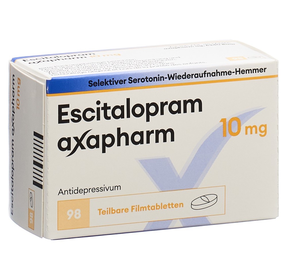 ESCITALOPRAM axapharm cpr pell 10 mg 98 pce ESCITALOPRAM axapharm cpr pell 10 mg 98 pce