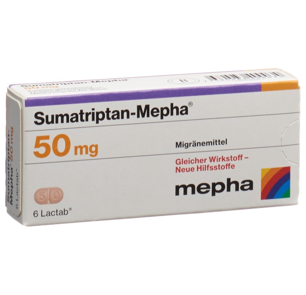 SUMATRIPTAN Mepha cpr pell 50 mg 6 pce SUMATRIPTAN Mepha cpr pell 50 mg 6 pce