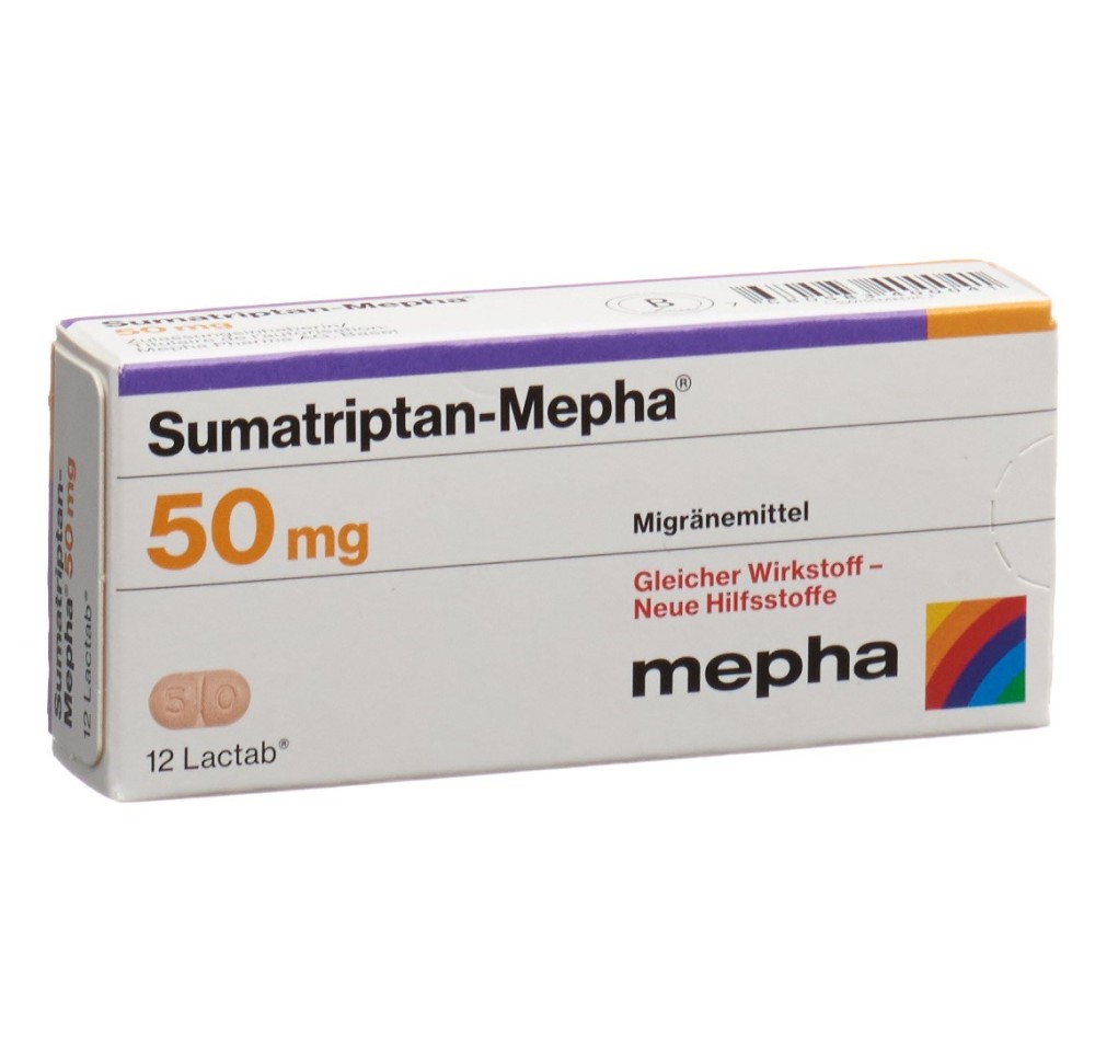 SUMATRIPTAN Mepha cpr pell 50 mg 12 pce SUMATRIPTAN Mepha cpr pell 50 mg 12 pce