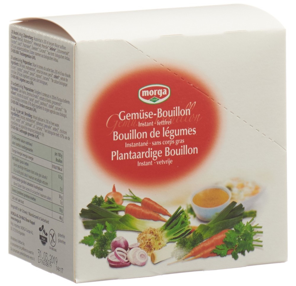MORGA bouillon de légumes sans graisse 20 x 4 g MORGA bouillon de légumes sans graisse 20 x 4 g
