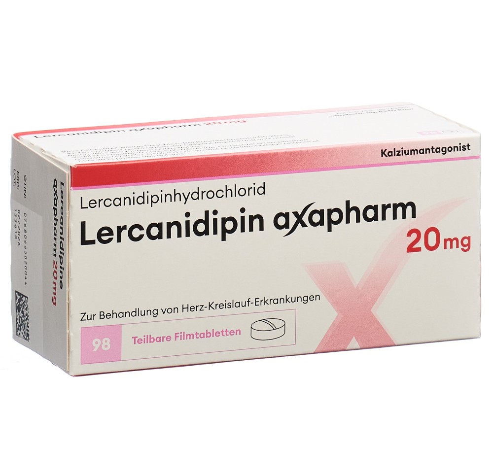 LERCANIDIPINE Axapharm cpr pell 20 mg 98 pce LERCANIDIPINE Axapharm cpr pell 20 mg 98 pce