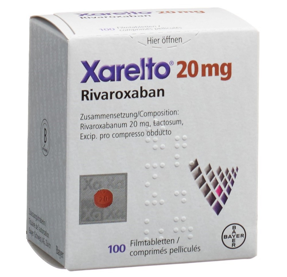 XARELTO cpr pell 20 mg bte 100 pce XARELTO cpr pell 20 mg bte 100 pce