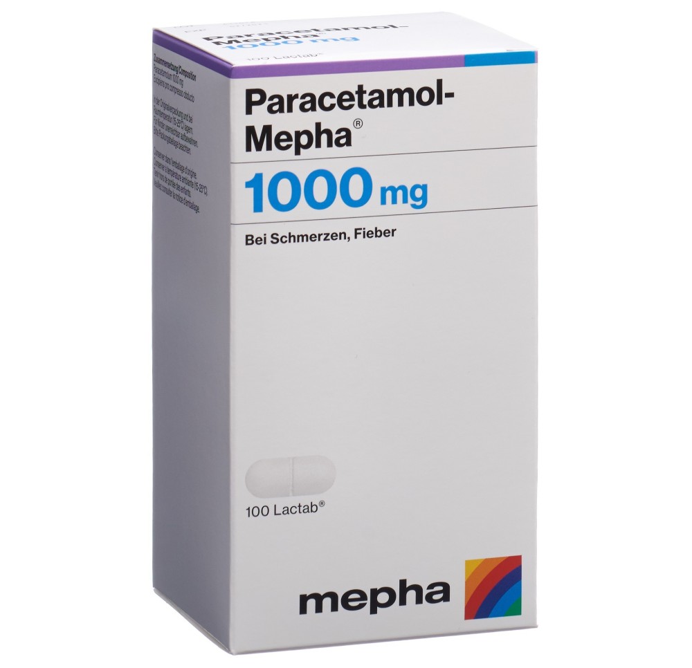 PARACETAMOL Mepha cpr pell 1000 mg bte 100 pce