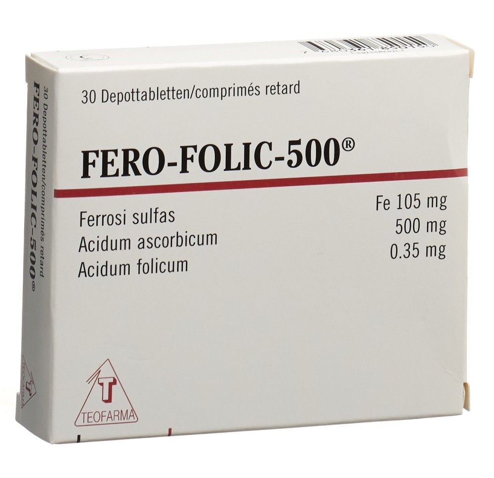 FERO FOLIC 500 cpr ret 500 mg 30 pce