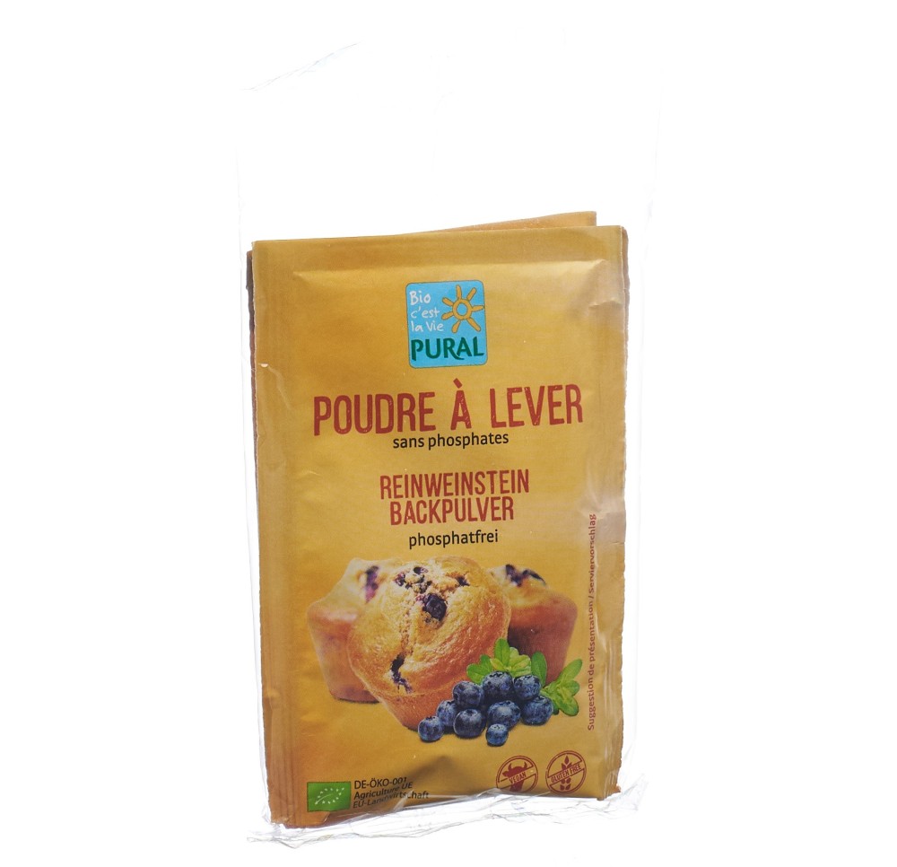 PURAL Poudre à lever sans phosphate bio 3 x 21 g PURAL Poudre à lever sans phosphate bio 3 x 21 g