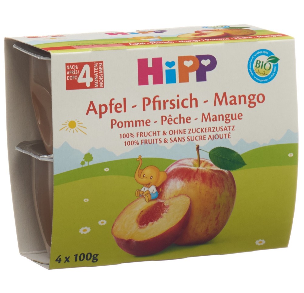 HIPP pause fruitée pomme pêche mangue 4 x 100 g