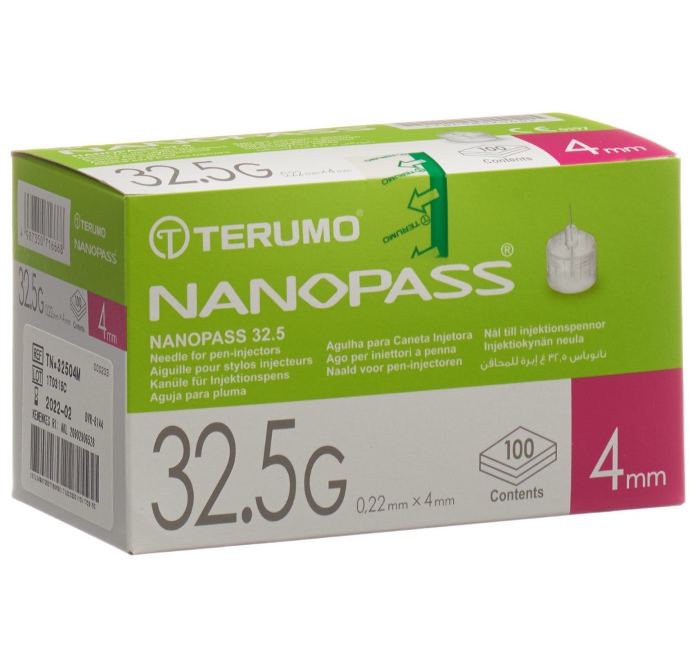 TERUMO Aiguille Pen NANOPAS 32.5G 0.22x4mm 100 pce