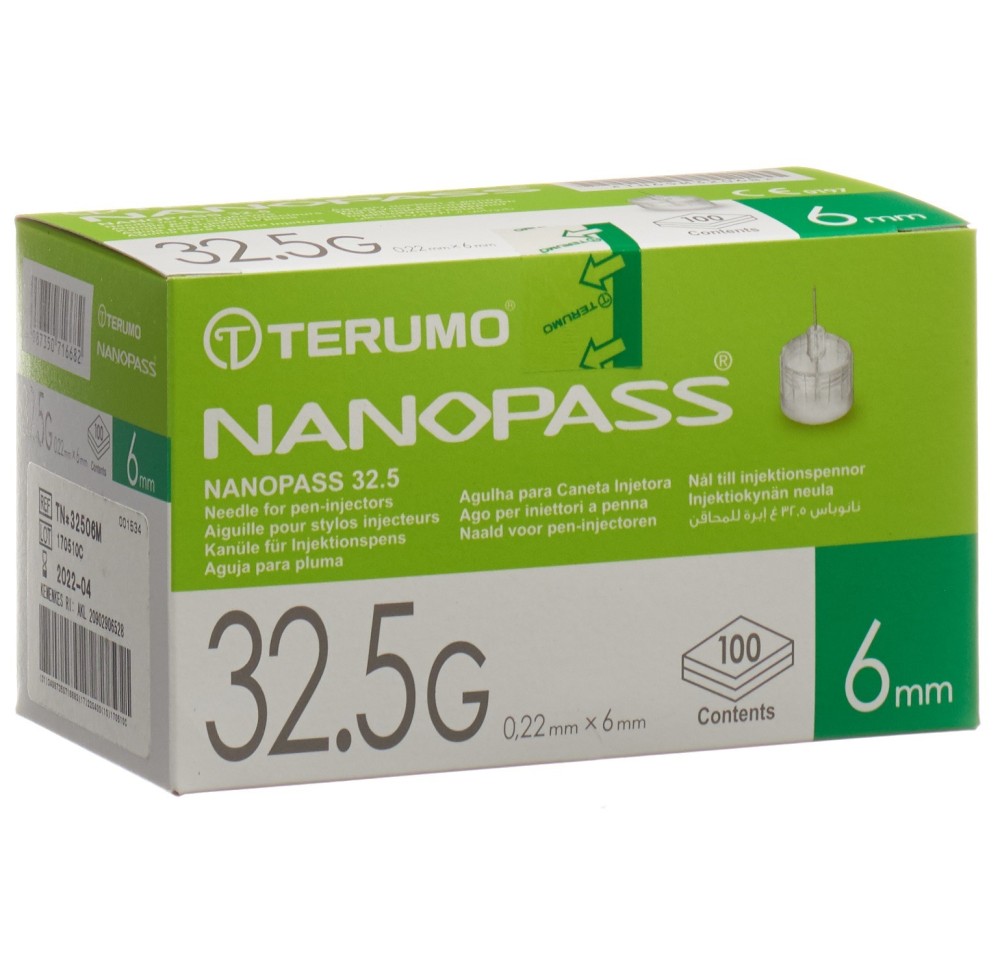 TERUMO Aiguille Pen NANOPAS 32.5G 0.22x6mm 100 pce