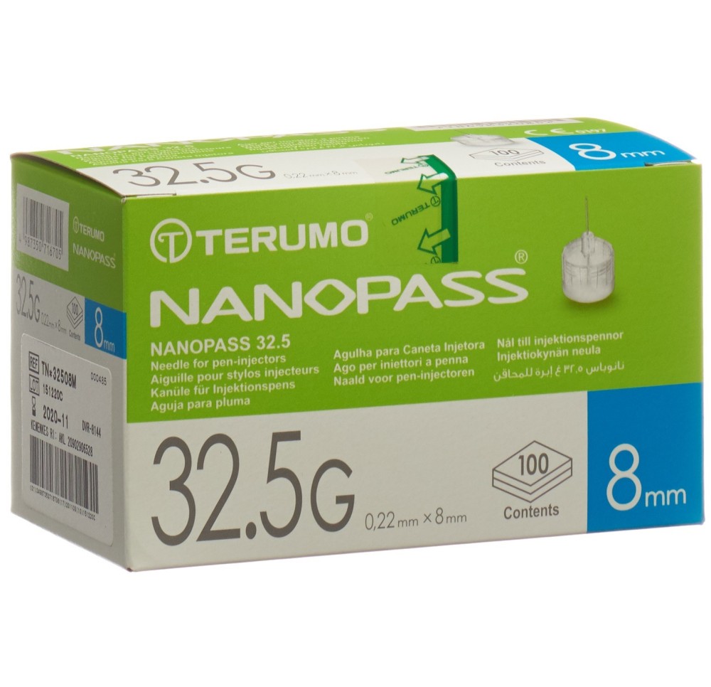 TERUMO Aiguille Pen NANOPAS 32.5G 0.22x8mm 100 pce