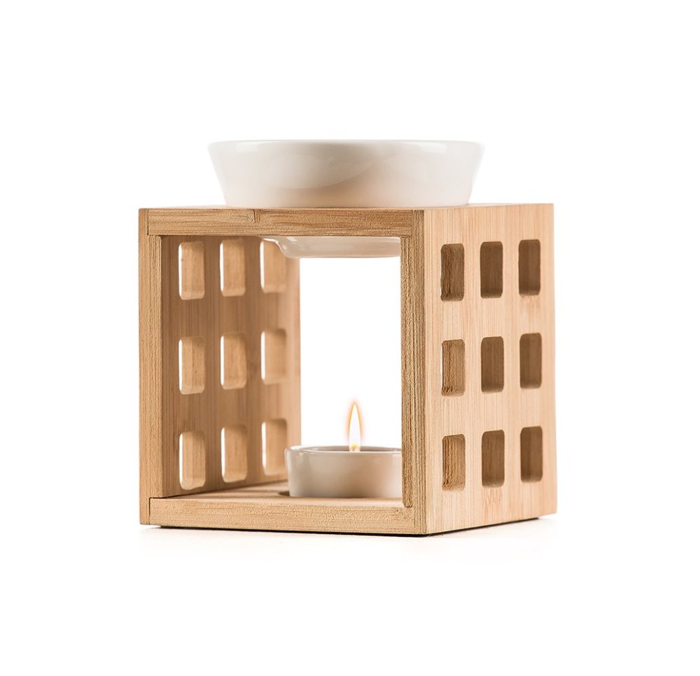 LAROMA lampe parfum Ascona bois céramiq blanc