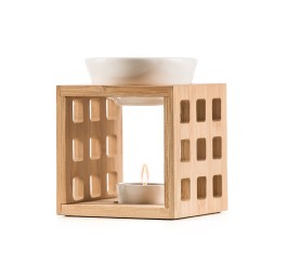 LAROMA lampe parfum Ascona bois céramiq blanc