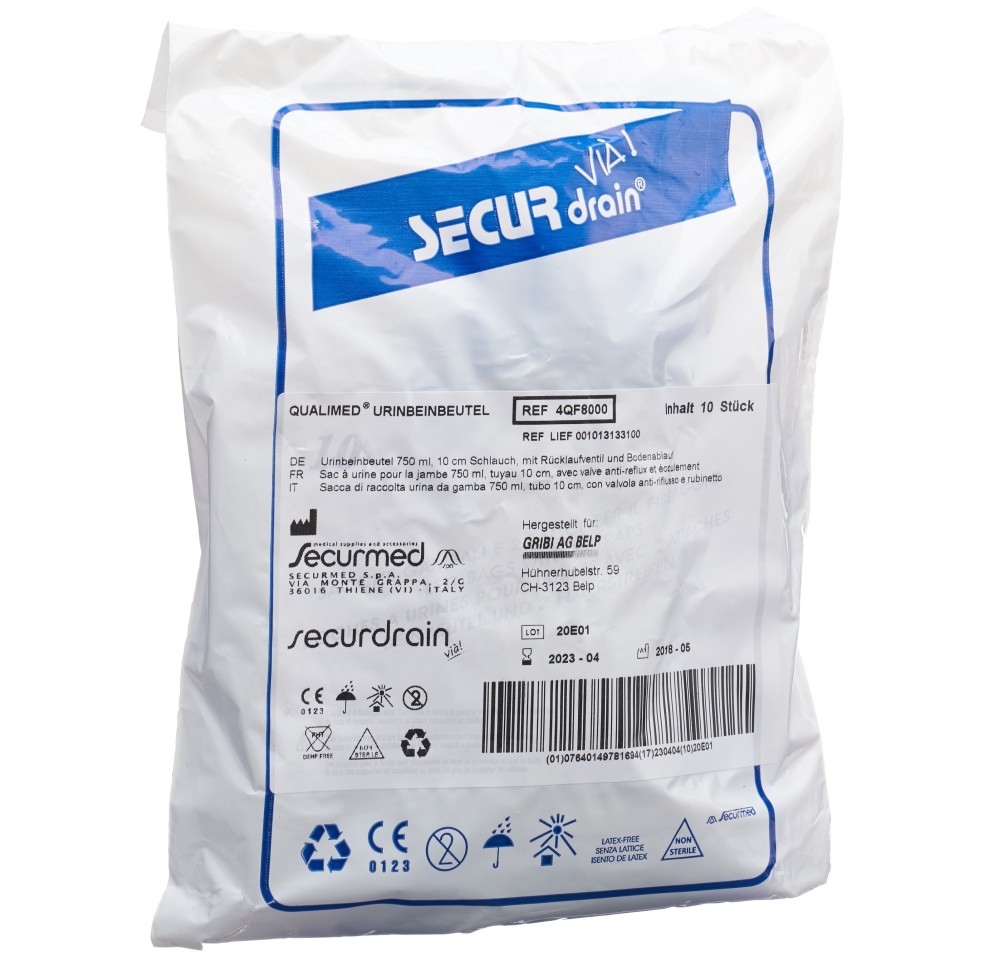 QUALIMED sac à urine 750ml 10cm ant ref éc 10 pce