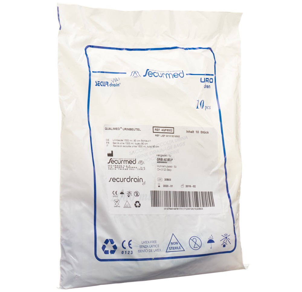 QUALIMED sac à urine 1.5l 90cm s ant-ref 10 pce