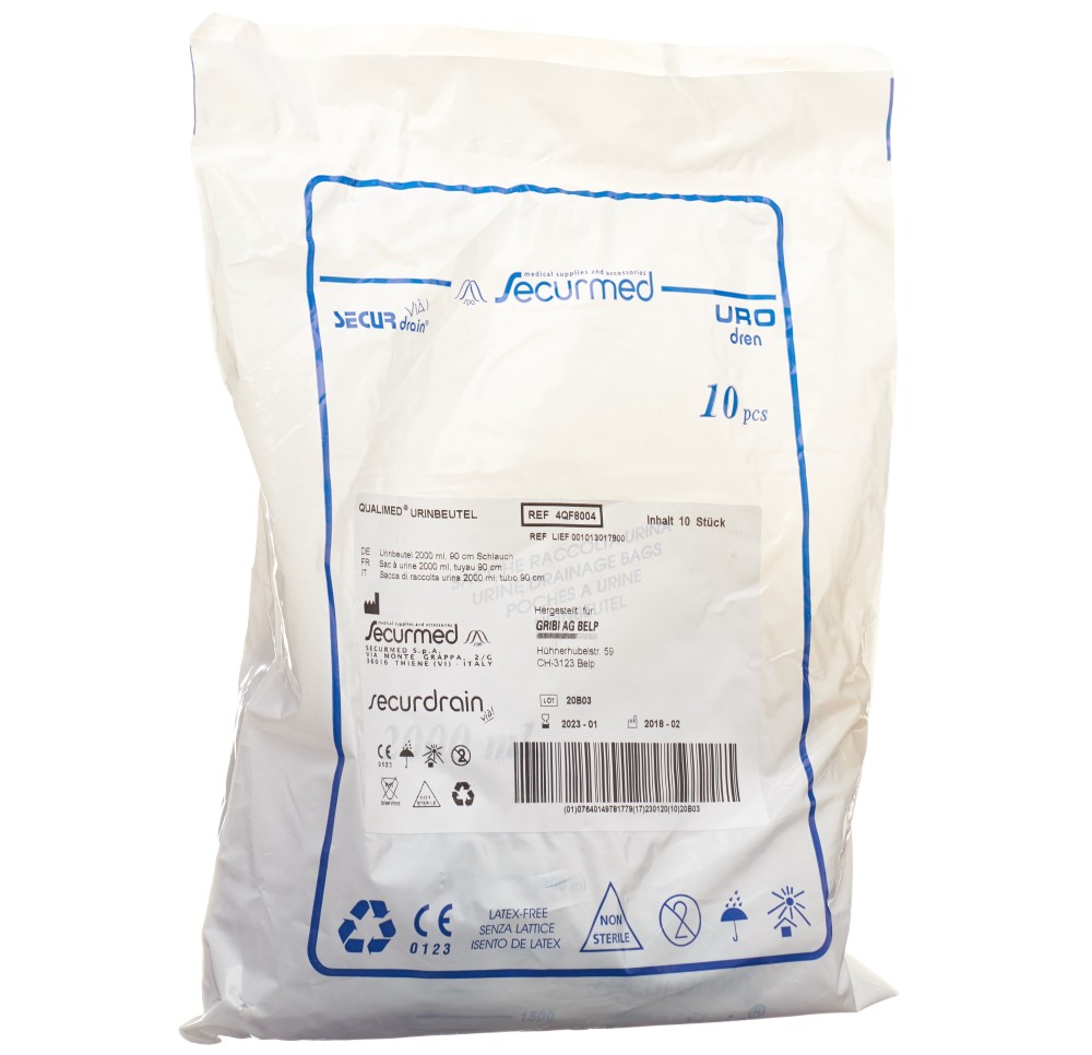 QUALIMED sac à urine 2l 90cm s ant-ref 10 pce