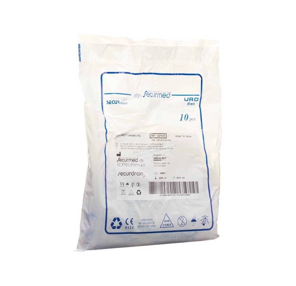 QUALIMED sac à urine 2l 90cm av ant-ref 10 pce