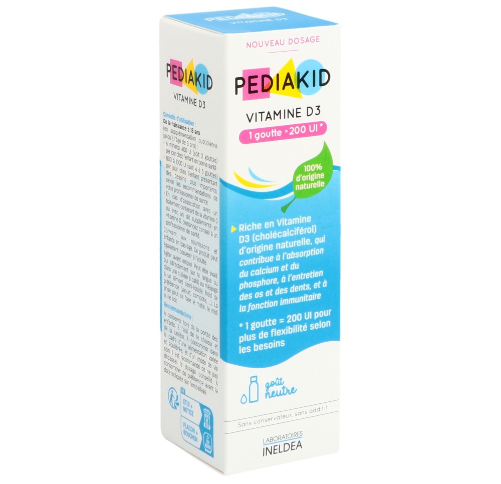 PEDIAKID vitamine D3 naturelle 200 UI par g 20 ml