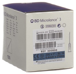 BD MICROLANCE 3 aiguilles 0.60x25mm bleu 100 pce