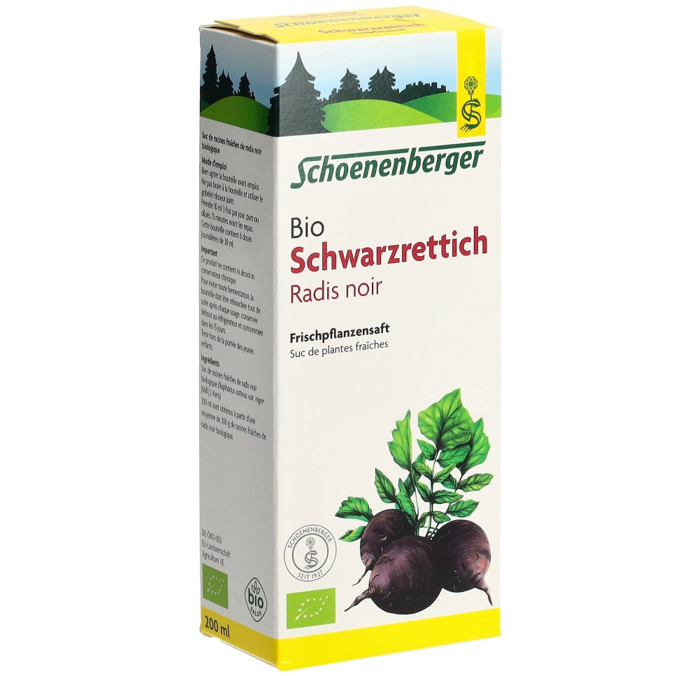 SCHOENENBERGER Rad noir suc plant fraî bio 200 ml