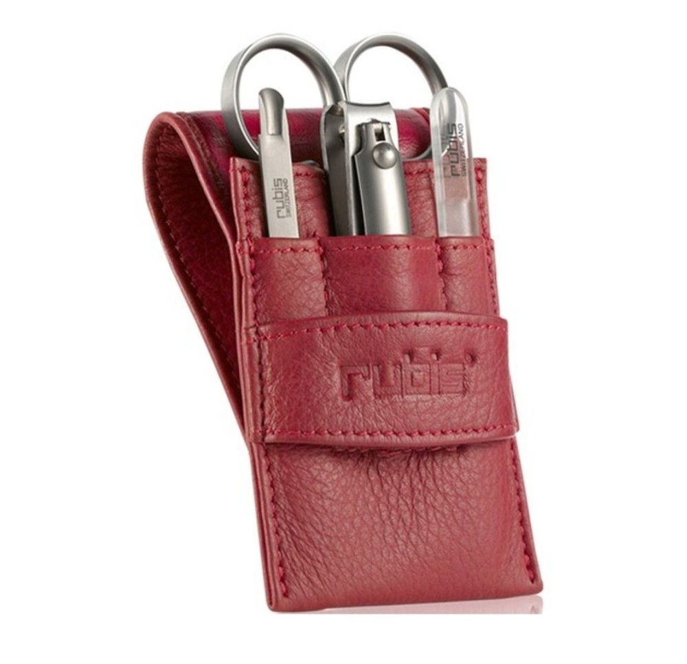 RUBIS set manucure cuir 4 pcs rouge