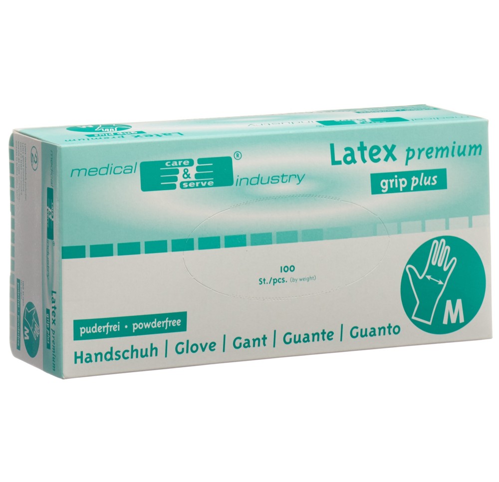 GRIBI Gants examen M latex s poudre n stér 100 pce