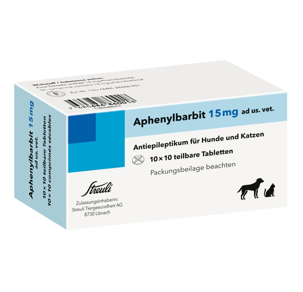 APHENYLBARBITE cpr 15 mg ad us vet. 100 pce