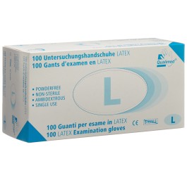 QUALIMED gants examen latex L non poud 100 pce
