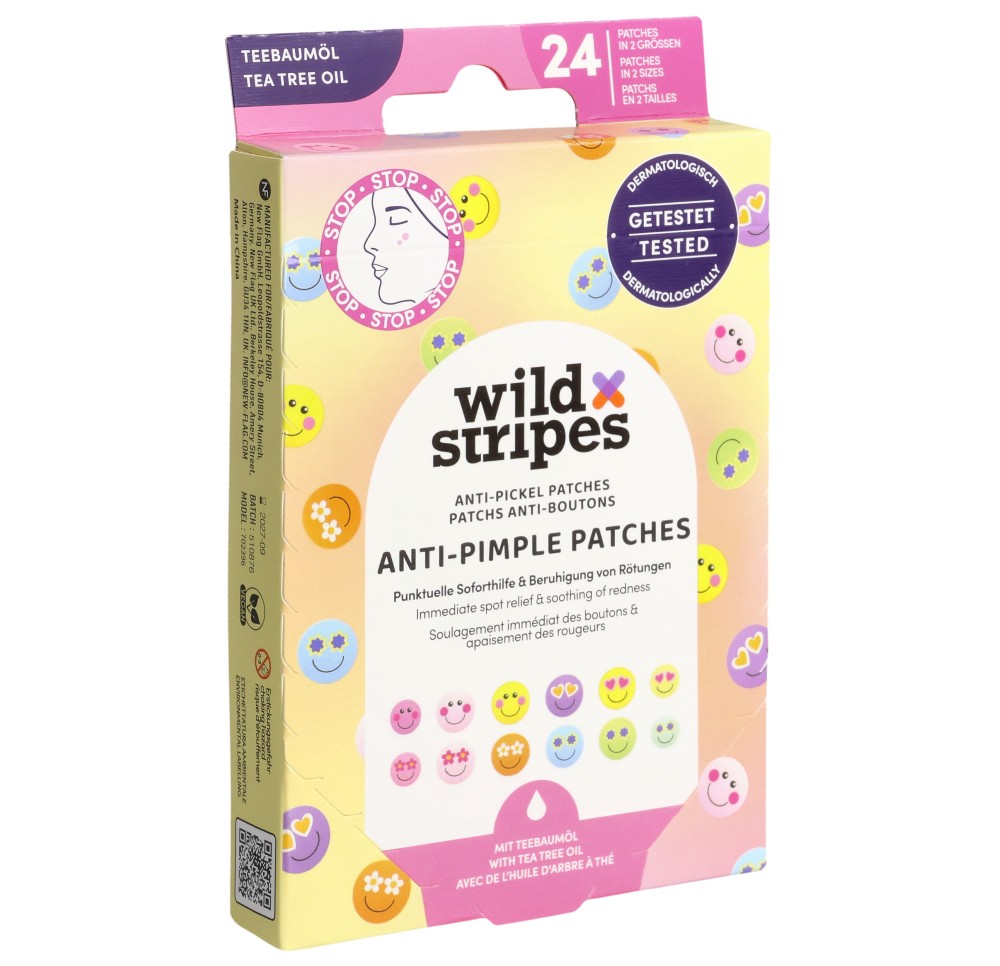 WILD STRIPES pans anti-boutons hu arbre thé 24 pce