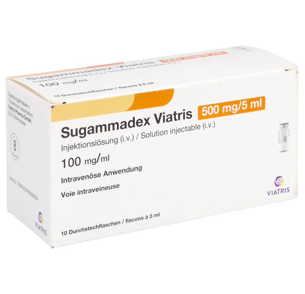 SUGAMMADEX Viatris 500 mg/5ml 10 flac 5 ml SUGAMMADEX Viatris 500 mg/5ml 10 flac 5 ml