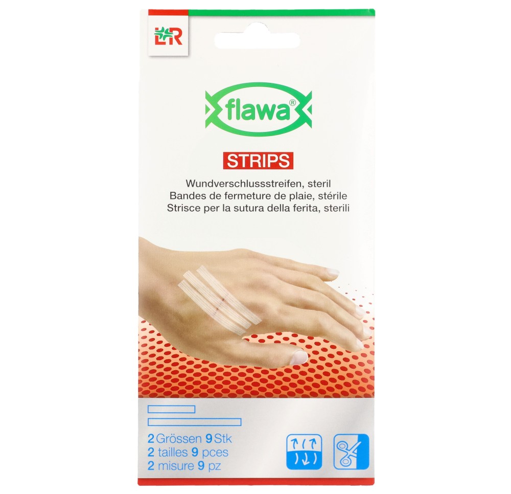 FLAWA STRIPS bandes fermet plaie 2 tailles 9 pce FLAWA STRIPS bandes fermet plaie 2 tailles 9 pce
