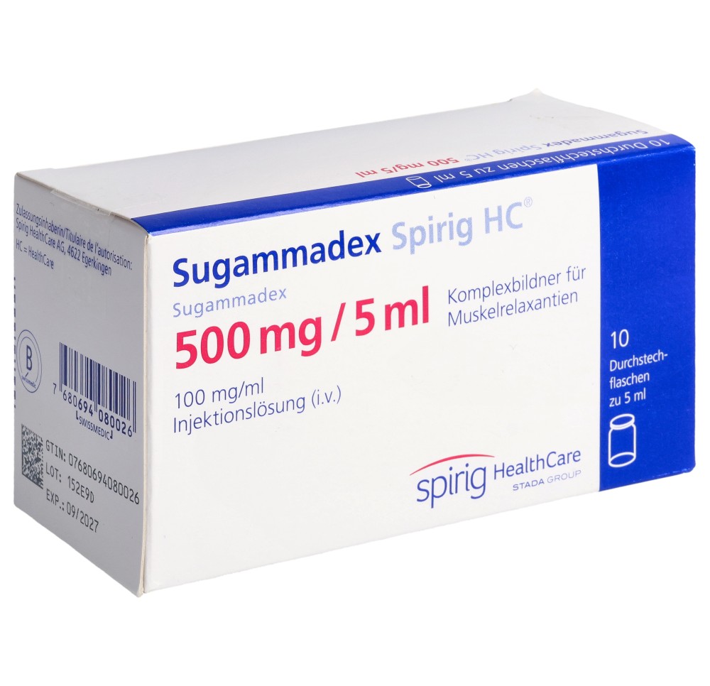 SUGAMMADEX Spirig HC 500 mg/5ml flac 10 pce SUGAMMADEX Spirig HC 500 mg/5ml flac 10 pce