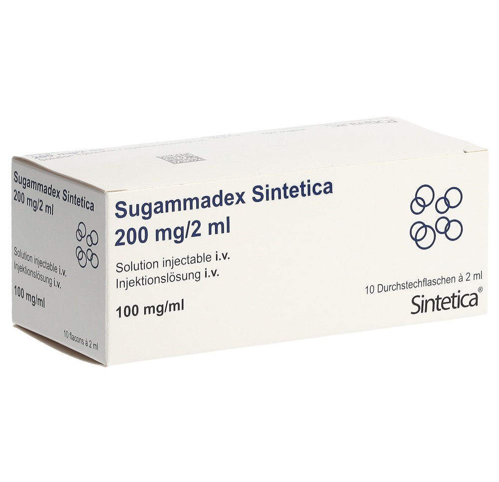 SUGAMMADEX Sintetica 200 mg/2ml 10 flac 2 ml SUGAMMADEX Sintetica 200 mg/2ml 10 flac 2 ml