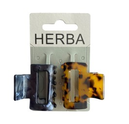 HERBA pince 4cm carrées acétate brun noir 2 pce