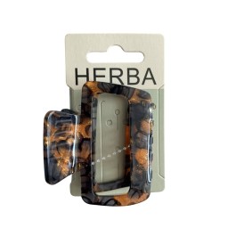HERBA pince 6.5cm carrée acétate brun noir