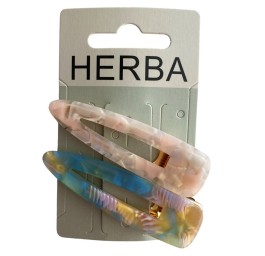 HERBA pince cheveux 6.5cm acétate past ro ve 2 pce