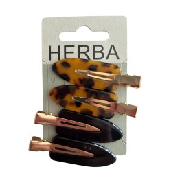 HERBA clips pin curl 5.5cm acétate brun noir 4 pce