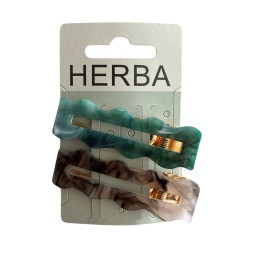 HERBA pince cheveux 6.5cm acétate ve gr marb 2 pce