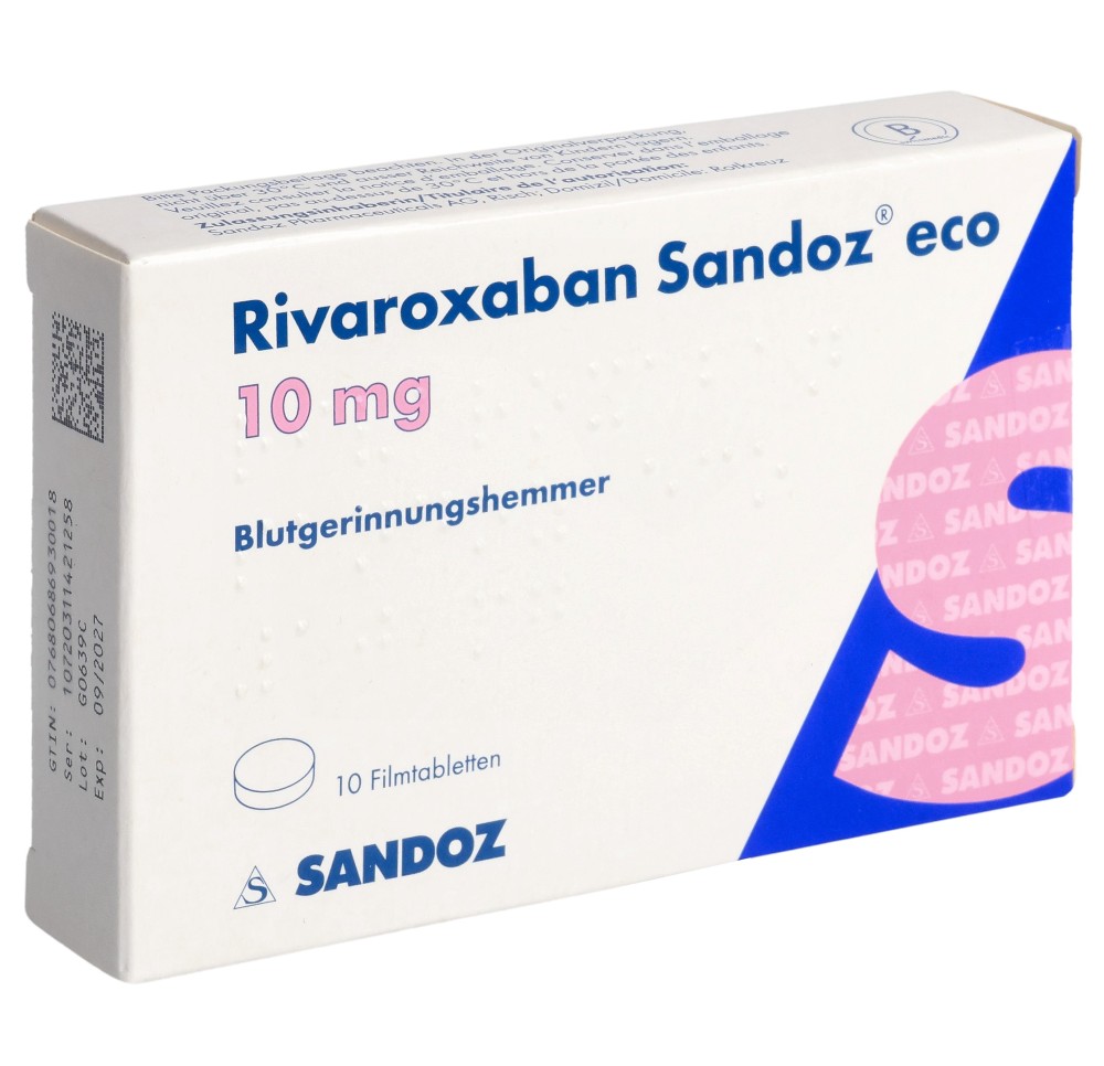 RIVAROXABAN Sandoz eco cpr pell 10 mg 10 pce RIVAROXABAN Sandoz eco cpr pell 10 mg 10 pce