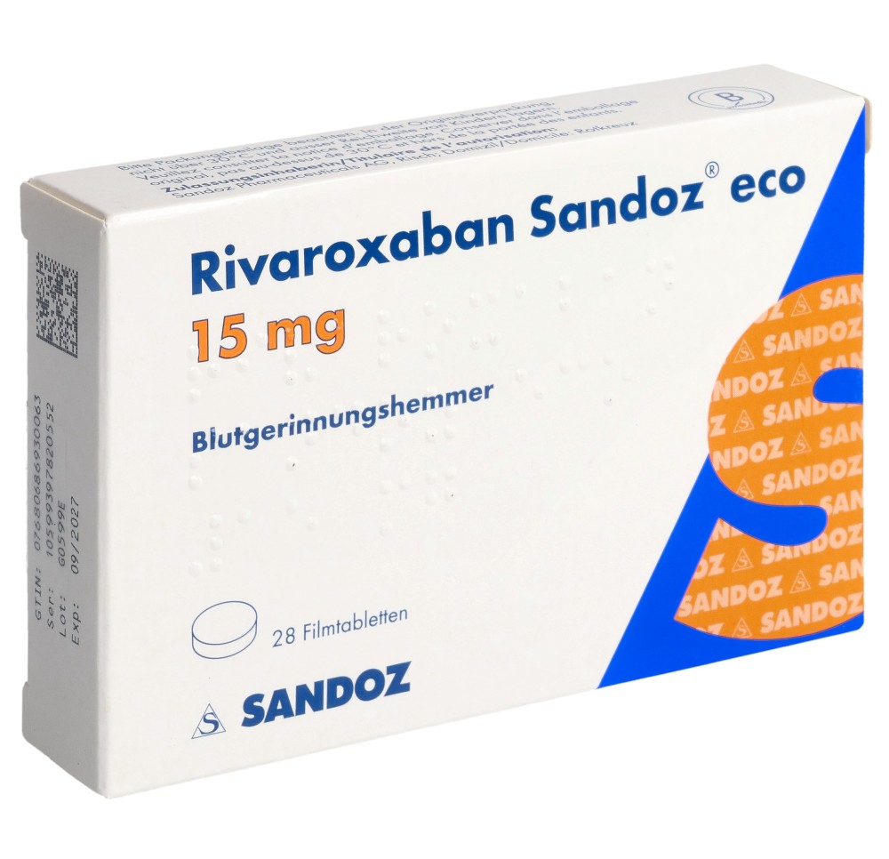 RIVAROXABAN Sandoz eco cpr pell 15 mg 28 pce RIVAROXABAN Sandoz eco cpr pell 15 mg 28 pce