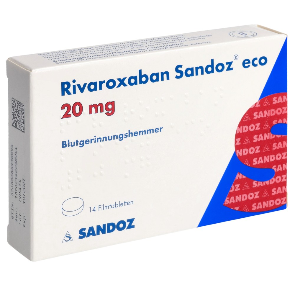 RIVAROXABAN Sandoz eco cpr pell 20 mg 14 pce RIVAROXABAN Sandoz eco cpr pell 20 mg 14 pce