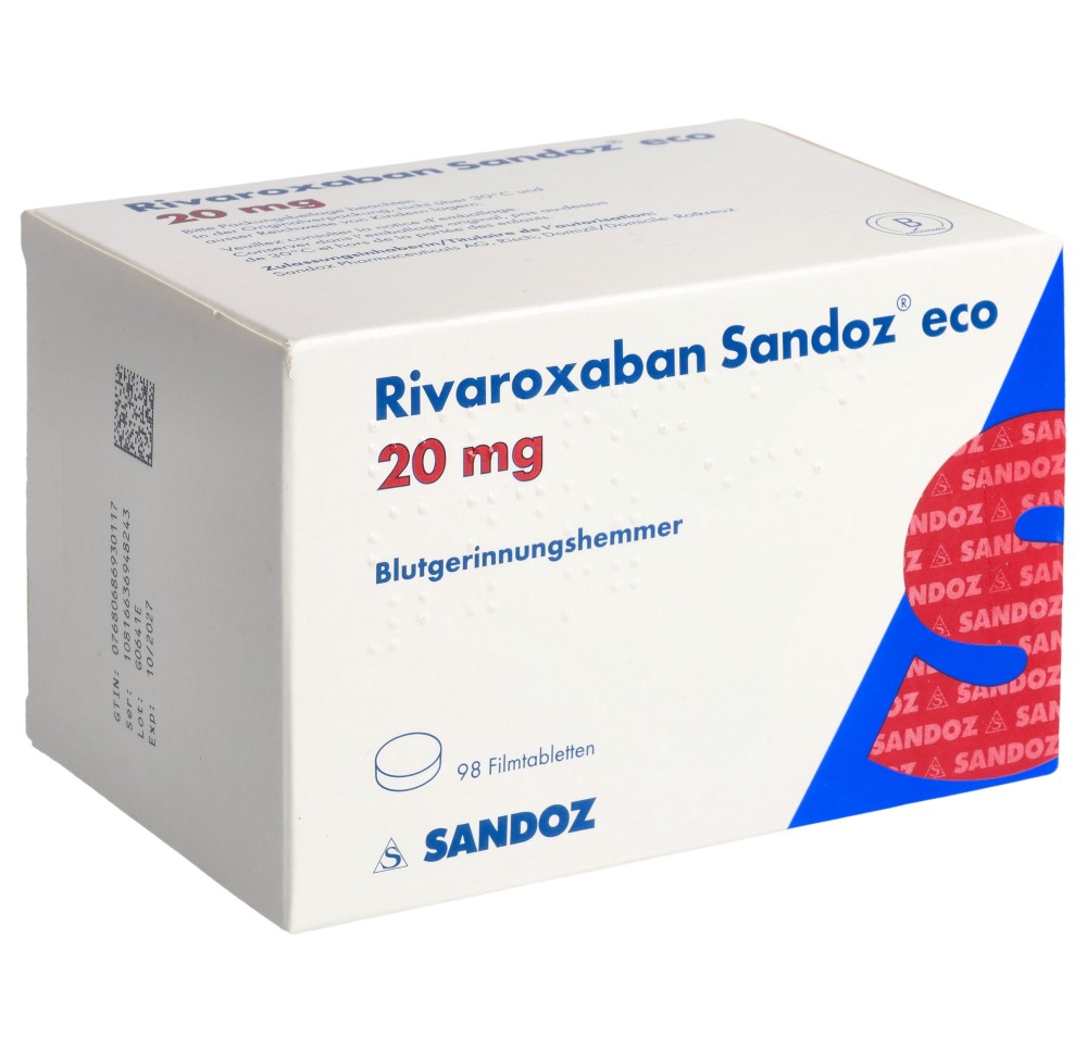 RIVAROXABAN Sandoz eco cpr pell 20 mg 98 pce RIVAROXABAN Sandoz eco cpr pell 20 mg 98 pce
