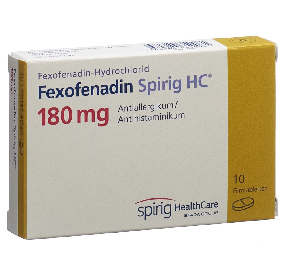 FEXOFENADINE Spirig HC cpr pell 180 mg 10 pce FEXOFENADINE Spirig HC cpr pell 180 mg 10 pce