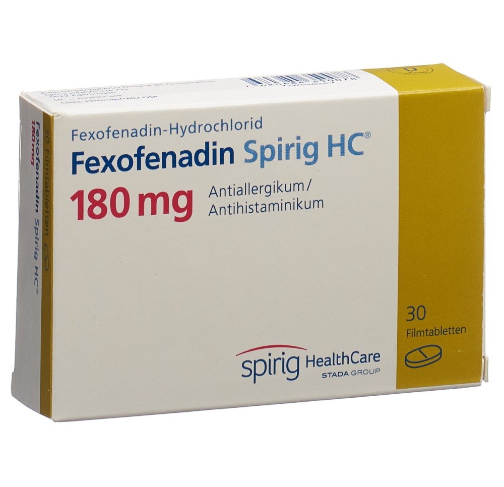 FEXOFENADINE Spirig HC cpr pell 180 mg 30 pce FEXOFENADINE Spirig HC cpr pell 180 mg 30 pce