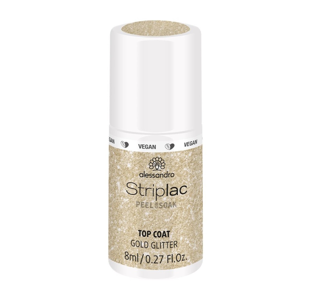 ALESSAN Striplac Top Coat Gold Glitter 8 ml