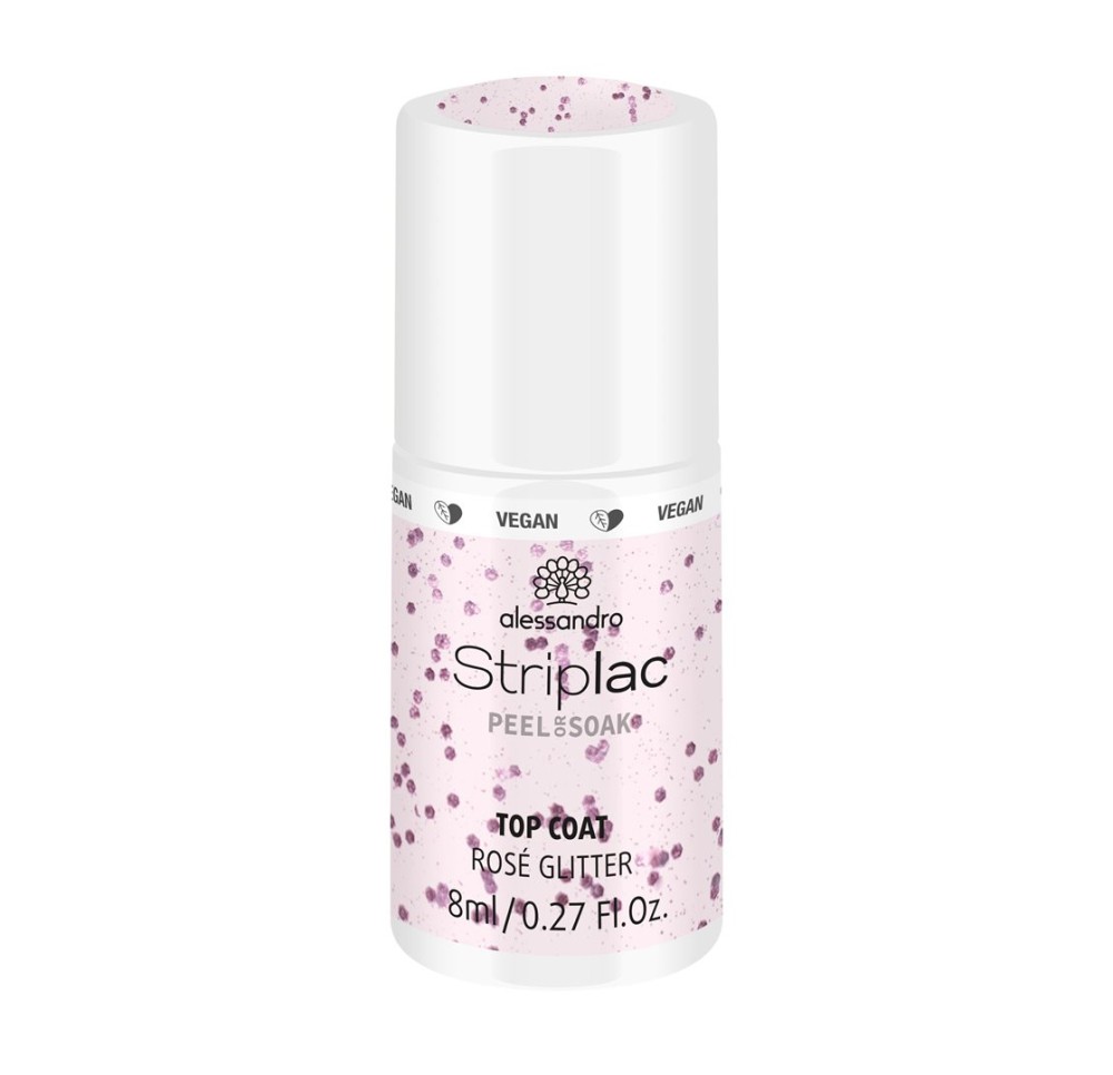 ALESSAN Striplac Top Coat Rosé Glitter 8 ml