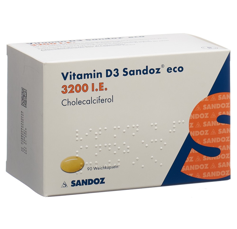 VITAMINE D3 Sandoz eco caps moll 3200 UI 90 pce VITAMINE D3 Sandoz eco caps moll 3200 UI 90 pce